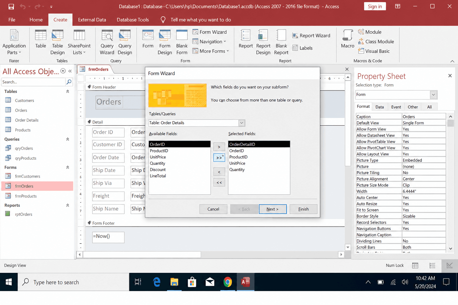 MS Access Subforms — How to create Subform in MS Access