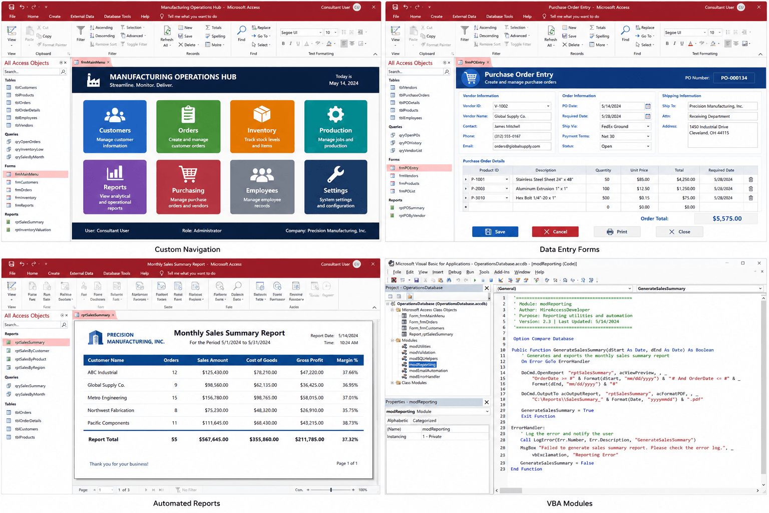 Microsoft Access experts team sample project deliverables collage