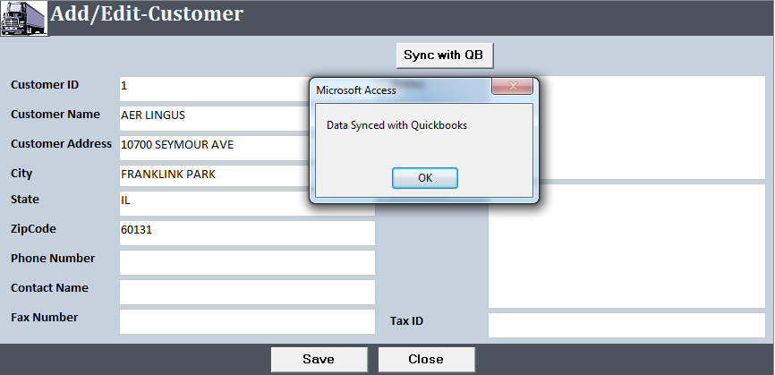 microsoft access, microsoft access connect with quickbook, data synced with quickbooks